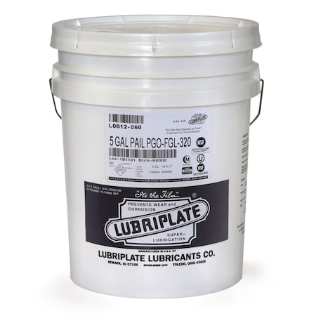 Lubriplate Pgo Fgl-320, 5 Gal Pail, H-1/Food Grade, Synthetic Polyalkylene Glycol Iso-320 Gear Fluid L0812-060